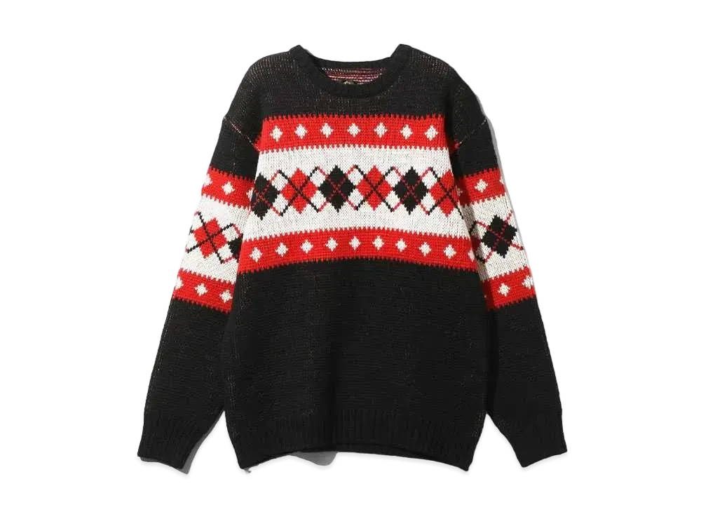 Needles Crew Neck Sweater Argyle "Black"