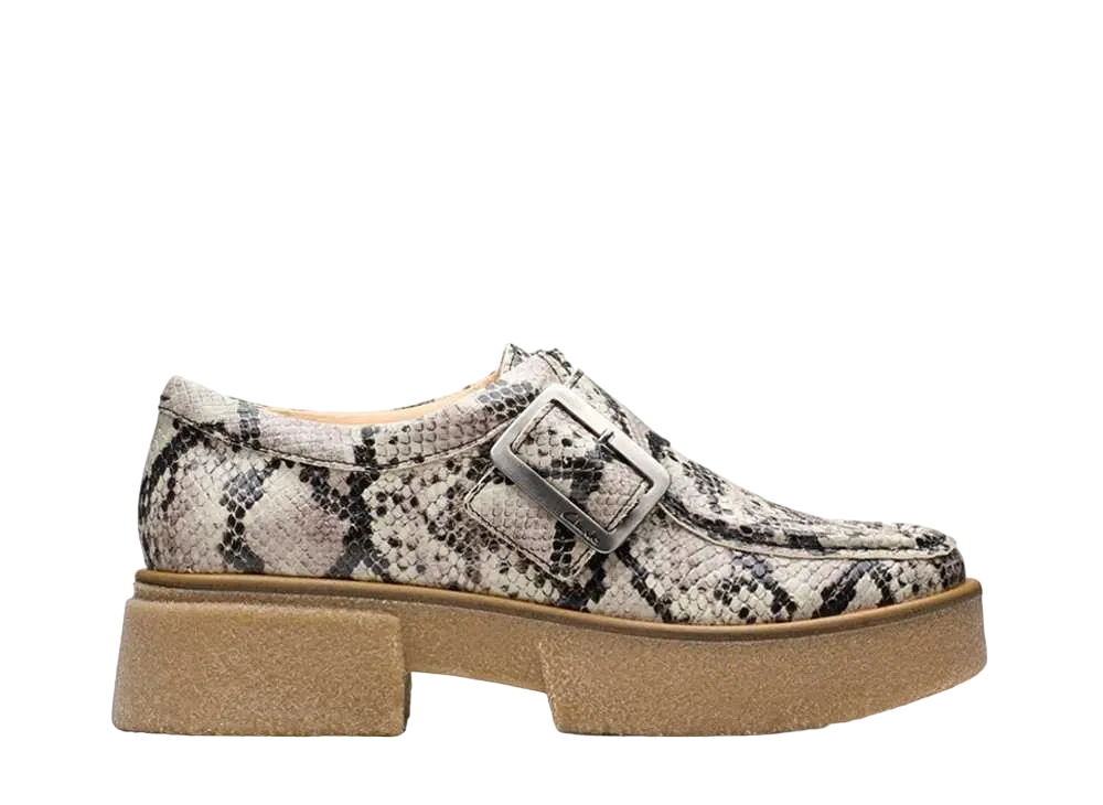 クラークス ウィメンズ リノソ モンク "グレー スネークレザー"