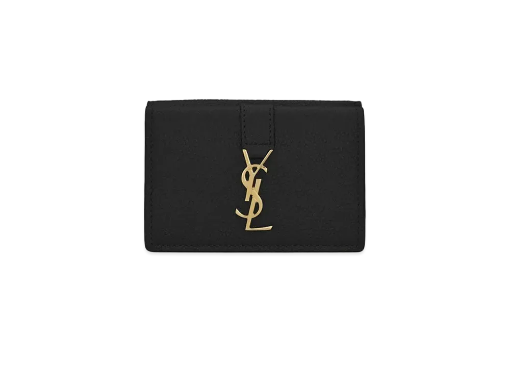 サンローラン タイニーウォレット ysl ライン オリガミ (グレインレザー) "ブラック" 620287B680J1000