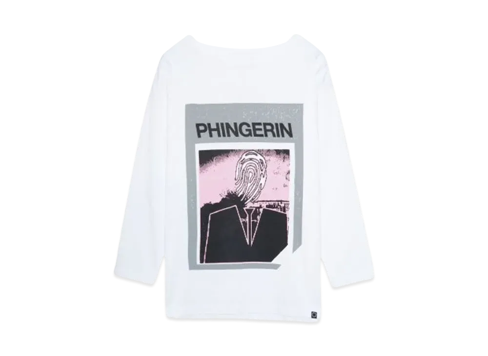 PHINGERIN AGENT.P BOAT-NECK L/S TEE "WHITE"