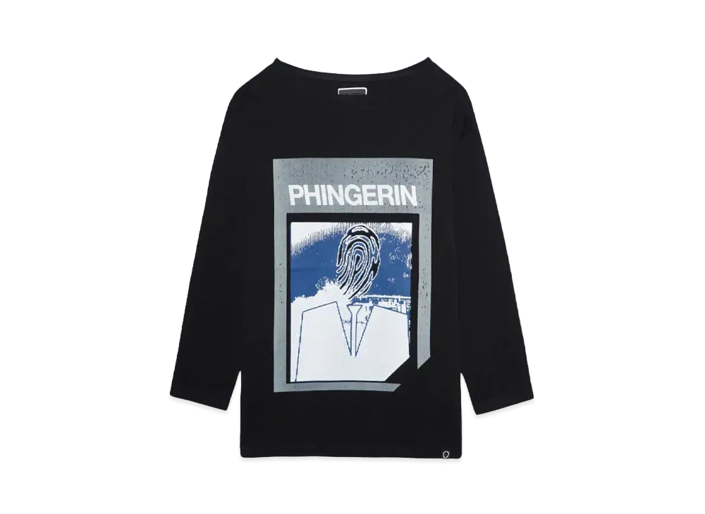 PHINGERIN AGENT.P BOAT-NECK L/S TEE "BLACK"