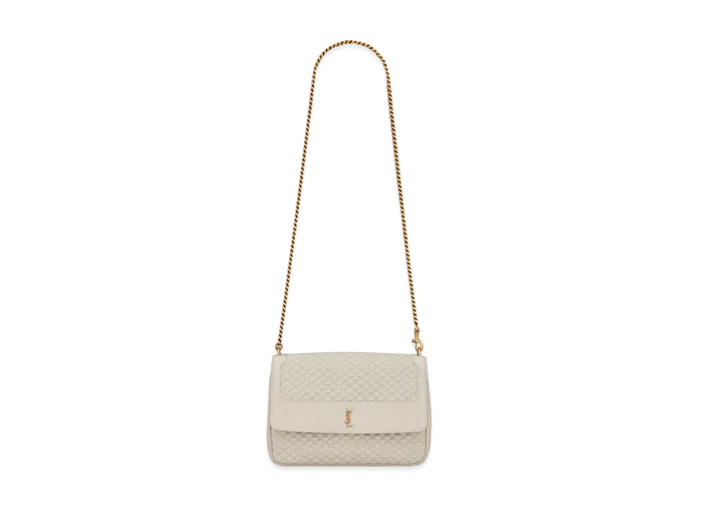 Saint Laurent Victoire Chain Bag In Quilted Lambskin "Vintage White"