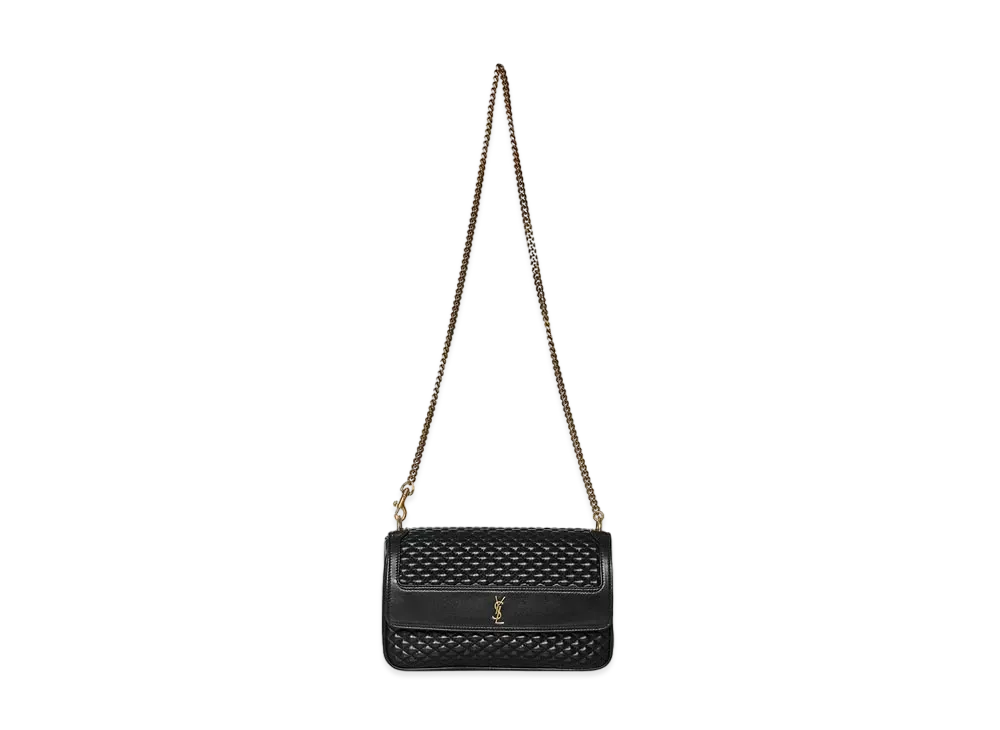 Saint Laurent Victoire Chain Bag In Quilted Lambskin "Black"