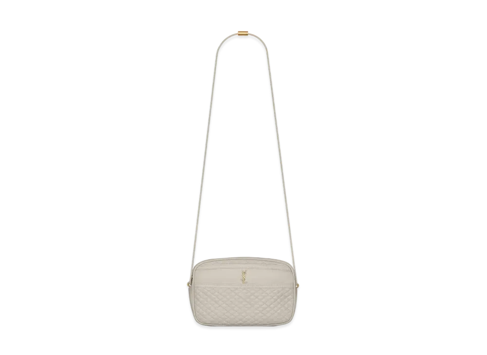 Saint Laurent Victoire Camera Bag In Quilted Lambskin "Vintage White"