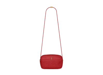 Saint Laurent Victoire Camera Bag In Quilted Lambskin "Rouge Eros"