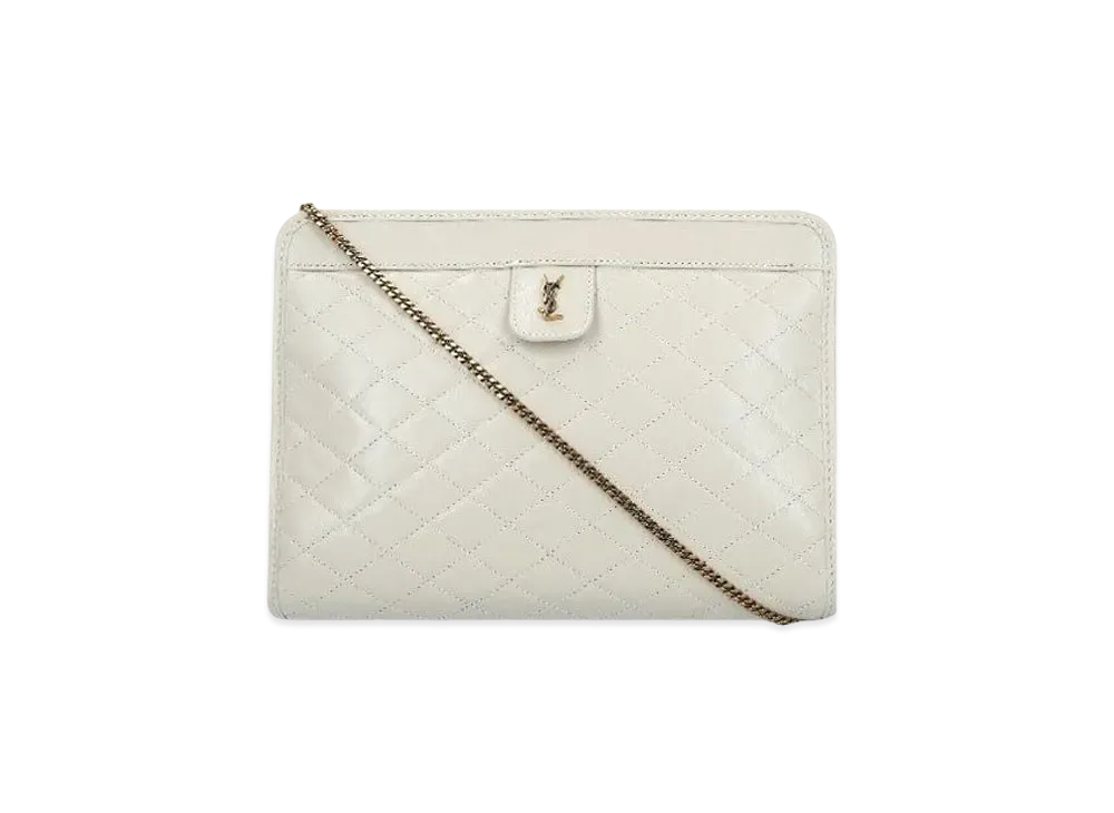 Saint Laurent Victoire Baby Clutch In Leather "Vintage White"