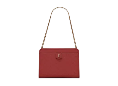 Saint Laurent Victoire Baby Clutch In Leather "Rouge Opium"