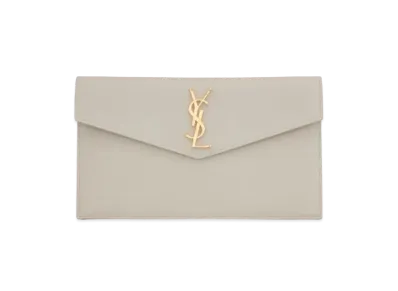 Saint Laurent Uptown Pouch In Grain De Poudre Embossed Leather "Vintage White"
