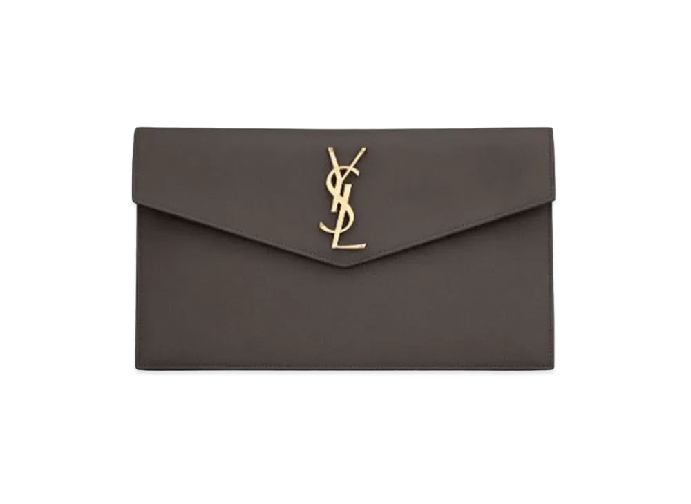 Saint Laurent Uptown Pouch In Grain De Poudre Embossed Leather "Pebble"