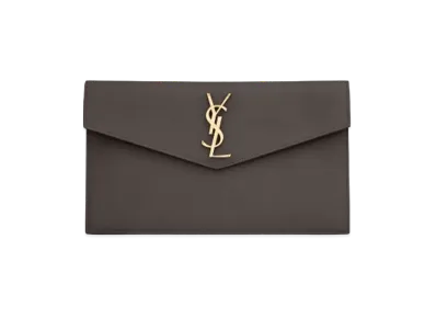 Saint Laurent Uptown Pouch In Grain De Poudre Embossed Leather "Pebble"