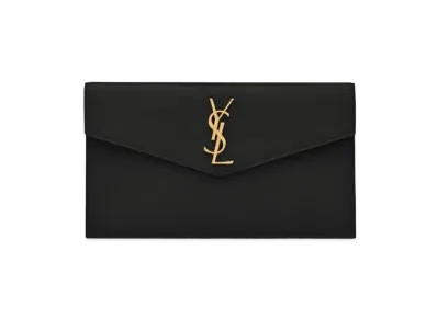 Saint Laurent Uptown Pouch In Grain De Poudre Embossed Leather "Black"