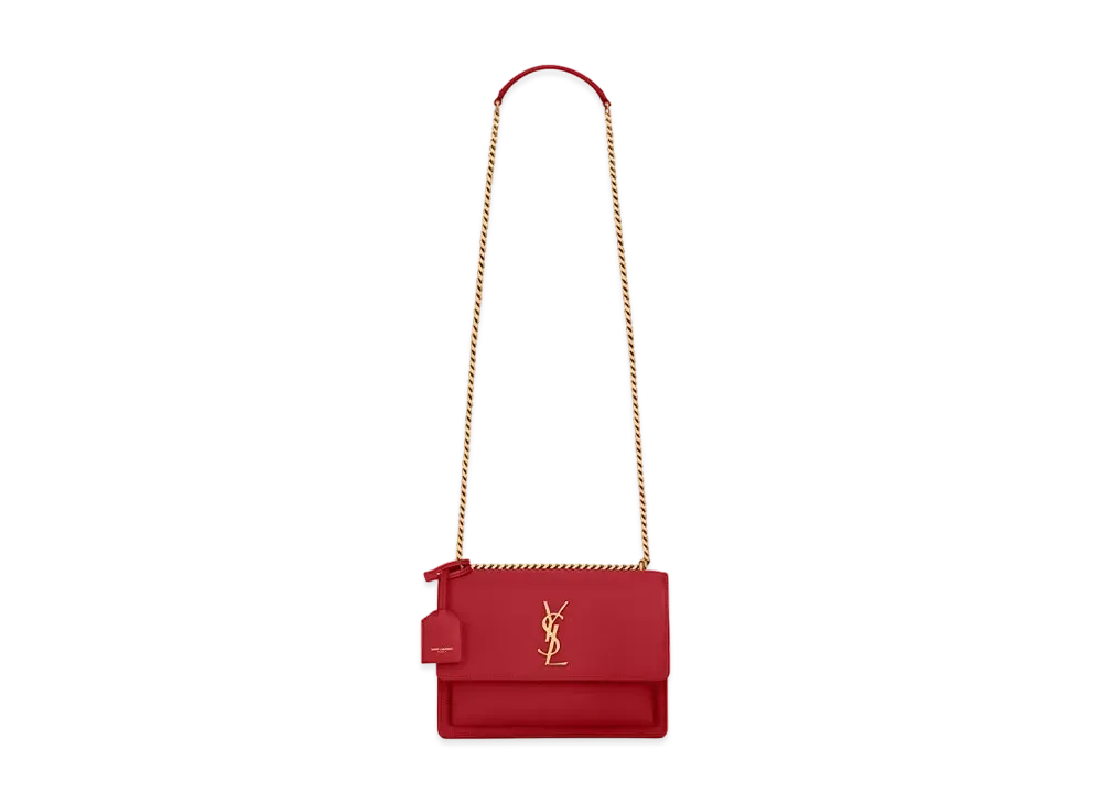 Saint Laurent Sunset Medium In Smooth Leather "Rouge Eros"