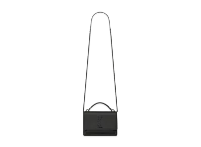 Saint Laurent Sunset Chain Wallet In Smooth Leather "Black"