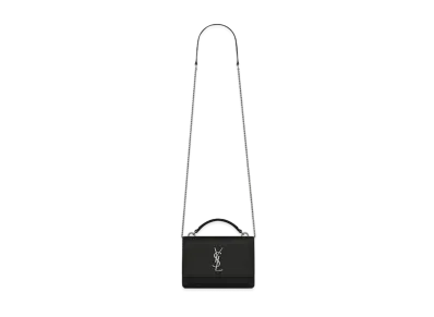 Saint Laurent Sunset Chain Wallet In Smooth Leather "Black"