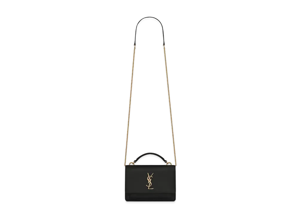 Saint Laurent Sunset Chain Wallet In Leather "Black"