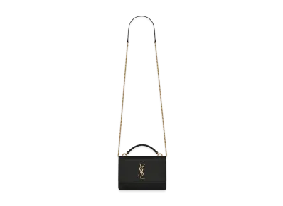 Saint Laurent Sunset Chain Wallet In Leather "Black"