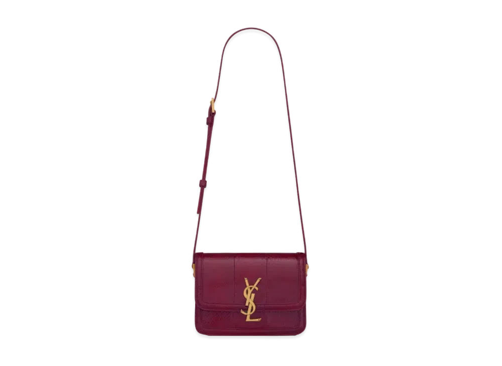 Saint Laurent Solferino Small Satchel In Lacquered Ayers "Dark Magenta"