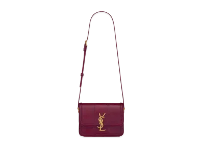 Saint Laurent Solferino Small Satchel In Lacquered Ayers "Dark Magenta"