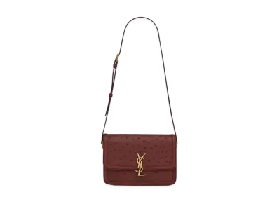 Saint Laurent Solferino Medium Satchel In Ostrich "Rubis"