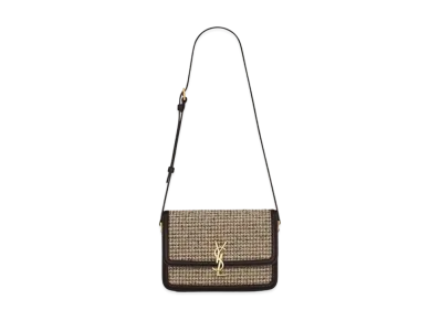 Saint Laurent Solferino Medium Satchel In Houndstooth Tweed "Beige"
