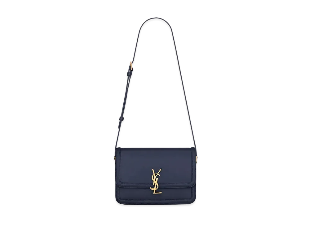 Saint Laurent Solferino Medium Satchel In Box Saint Laurent Leather "Navy"