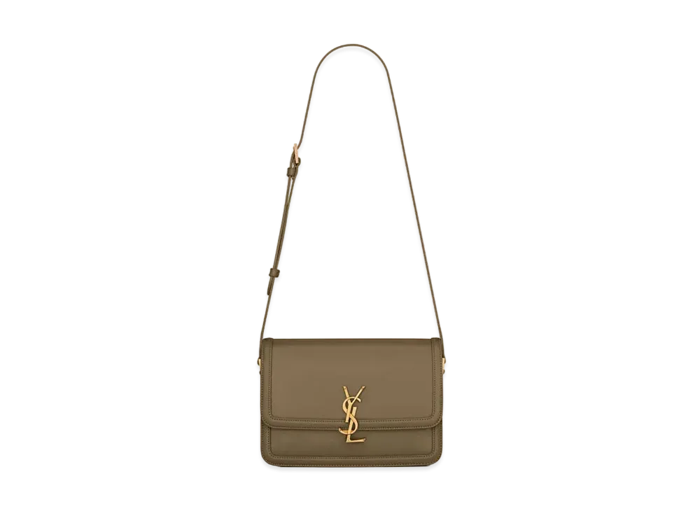 Saint Laurent Solferino Medium Satchel In Box Saint Laurent Leather "Khaki Green"