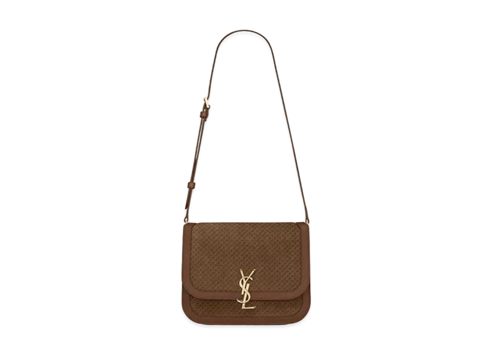 Saint Laurent Solferino Medium Satchel In Leather And A Braided Suede Print "Light Brown"