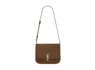 Saint Laurent Solferino Medium Satchel In Leather And A Braided Suede Print "Light Brown"