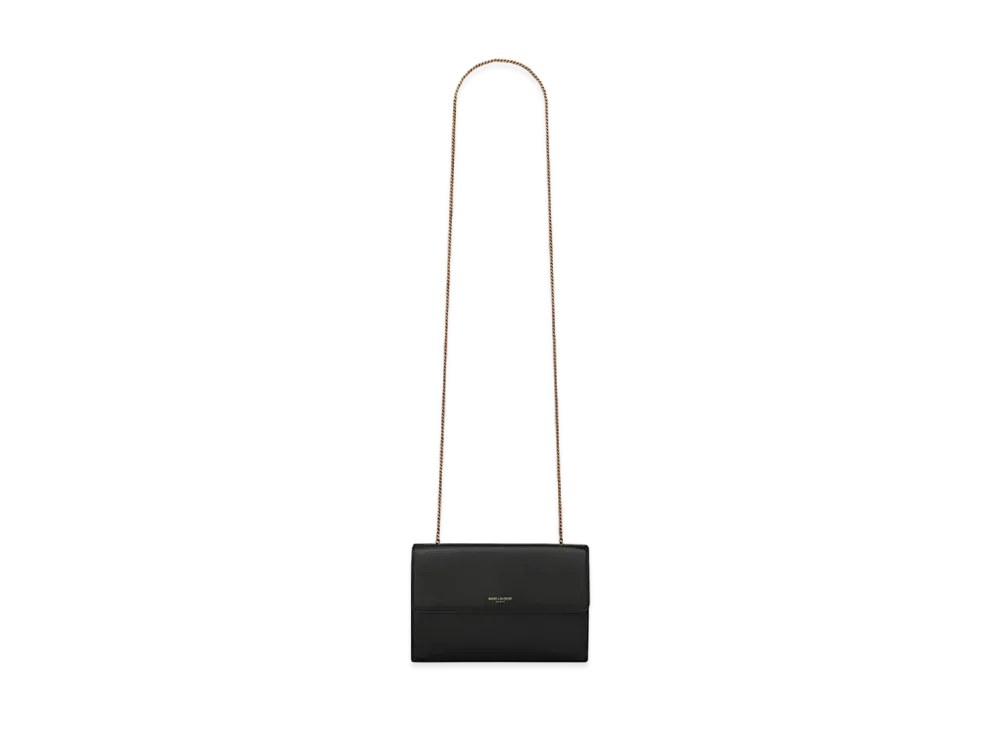 Saint Laurent Saint Laurent Paris Double Flap Bag In Smooth Leather "Black"