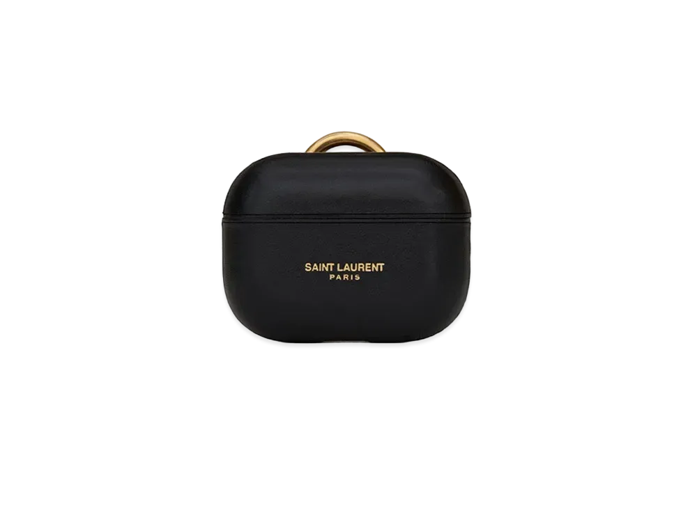 Saint Laurent Saint Laurent Paris Airpods Case Cover In Smooth Leather "Black"