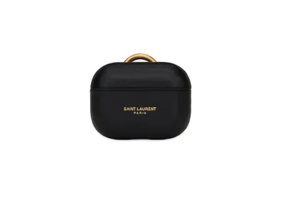 Saint Laurent Saint Laurent Paris Airpods Case Cover In Smooth Leather "Black"