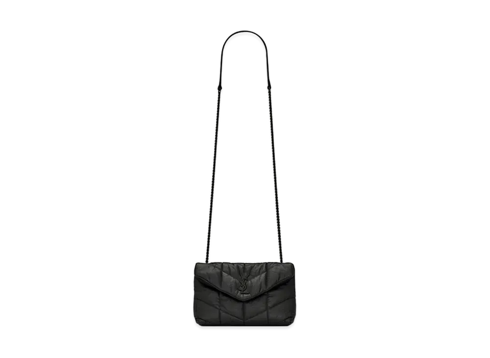 Saint Laurent Puffer Toy Bag In Quilted Wrinkled Matte Leather "Black"