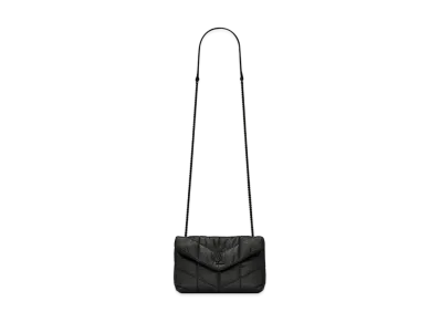 Saint Laurent Puffer Toy Bag In Quilted Wrinkled Matte Leather "Black"