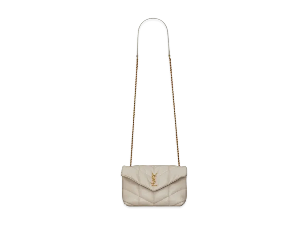 Saint Laurent Puffer Toy Bag In Quilted Lambskin "Vintage White"