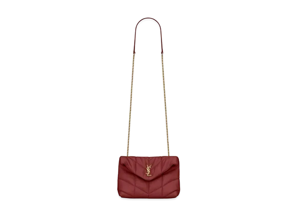 Saint Laurent Puffer Toy Bag In Quilted Lambskin "Vinyle Shiny Red"