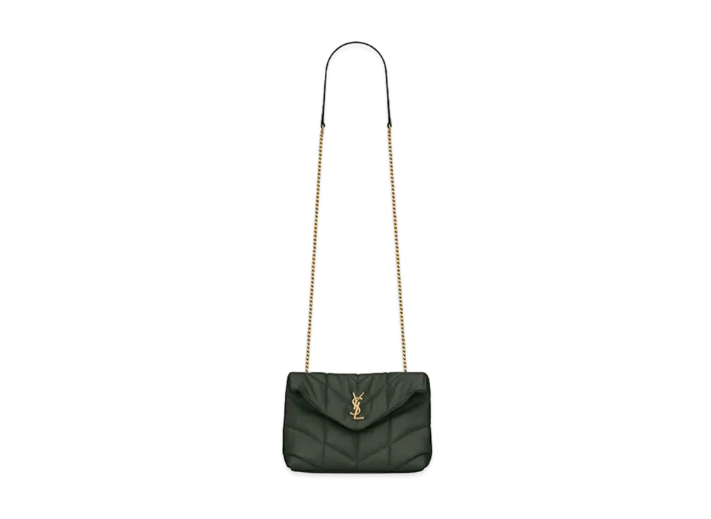 Saint Laurent Puffer Toy Bag In Quilted Lambskin "Dark Green"
