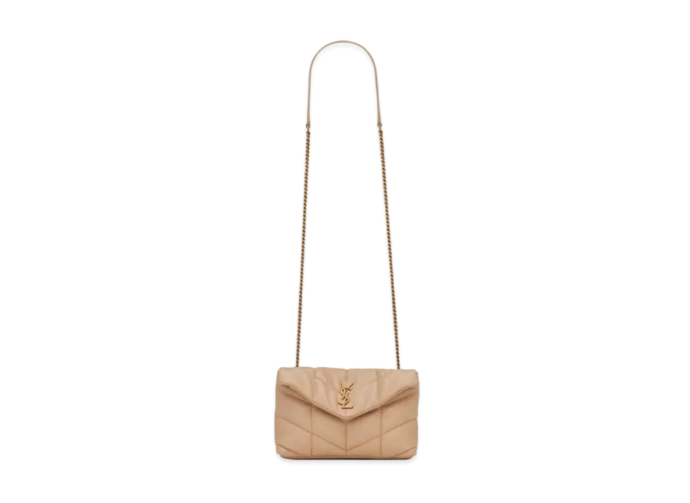 Saint Laurent Puffer Toy Bag In Quilted Lambskin "Dark Beige"