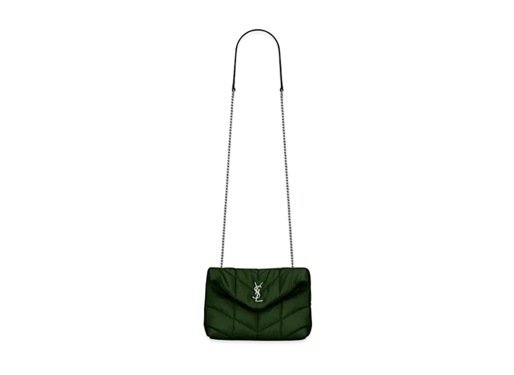 Saint Laurent Puffer Toy Bag In Quilted Lambskin "Deep Green"