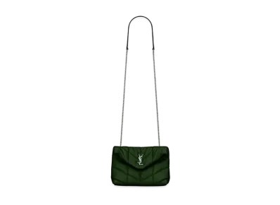 Saint Laurent Puffer Toy Bag In Quilted Lambskin "Deep Green"