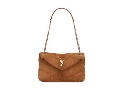 Saint Laurent Puffer Small Bag In Quilted Suede "Cinnamon"