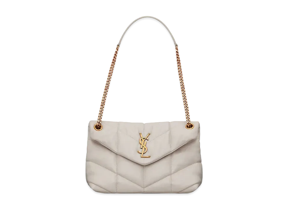 Saint Laurent Puffer Small Bag In Quilted Lambskin "Vintage White"