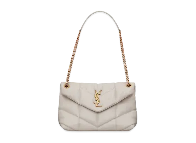 Saint Laurent Puffer Small Bag In Quilted Lambskin "Vintage White"