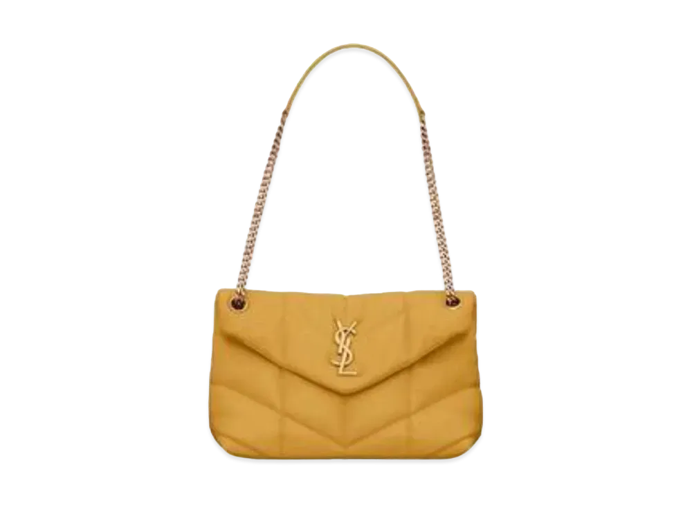 Saint Laurent Puffer Small Bag In Quilted Lambskin "Saffron"