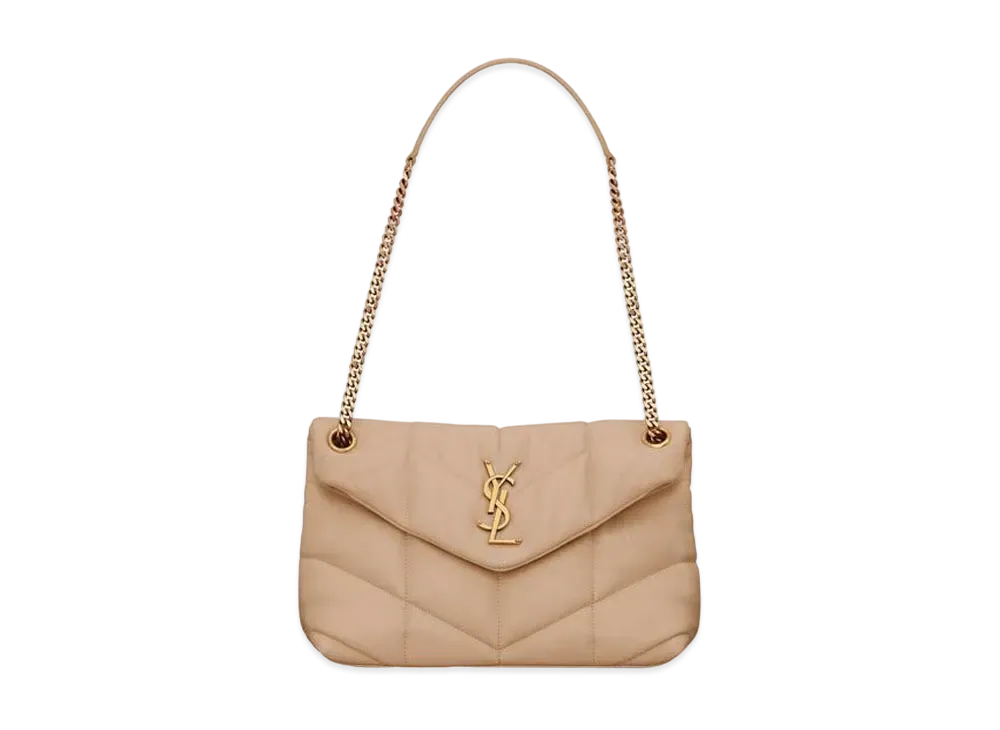 Saint Laurent Puffer Small Bag In Quilted Lambskin "Dark Beige"