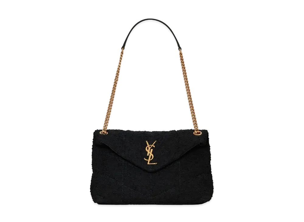 Saint Laurent Puffer Small Bag In Quilted Boucle Tweed "Black"