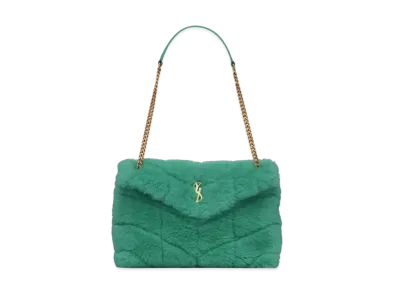 Saint Laurent Puffer Small Bag In Merino Shearling And Lambskin "Iced Mint"