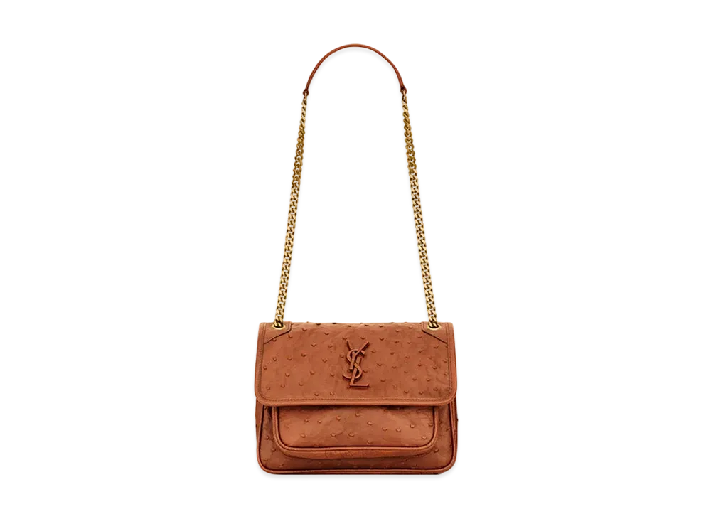 Saint Laurent Niki Baby In Ostrich "Brick"