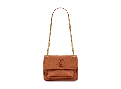 Saint Laurent Niki Baby In Ostrich "Brick"