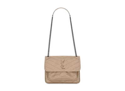 Saint Laurent Niki Baby In Crinkled Vintage Leather "Gold Sand"