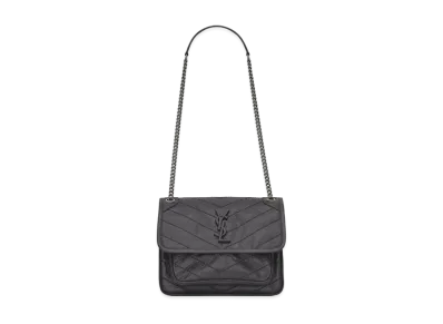 Saint Laurent Niki Baby In Crinkled Vintage Leather "Storm"